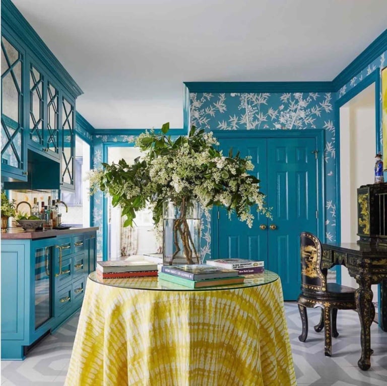 chartreuse skirted table lindsay speace interiors