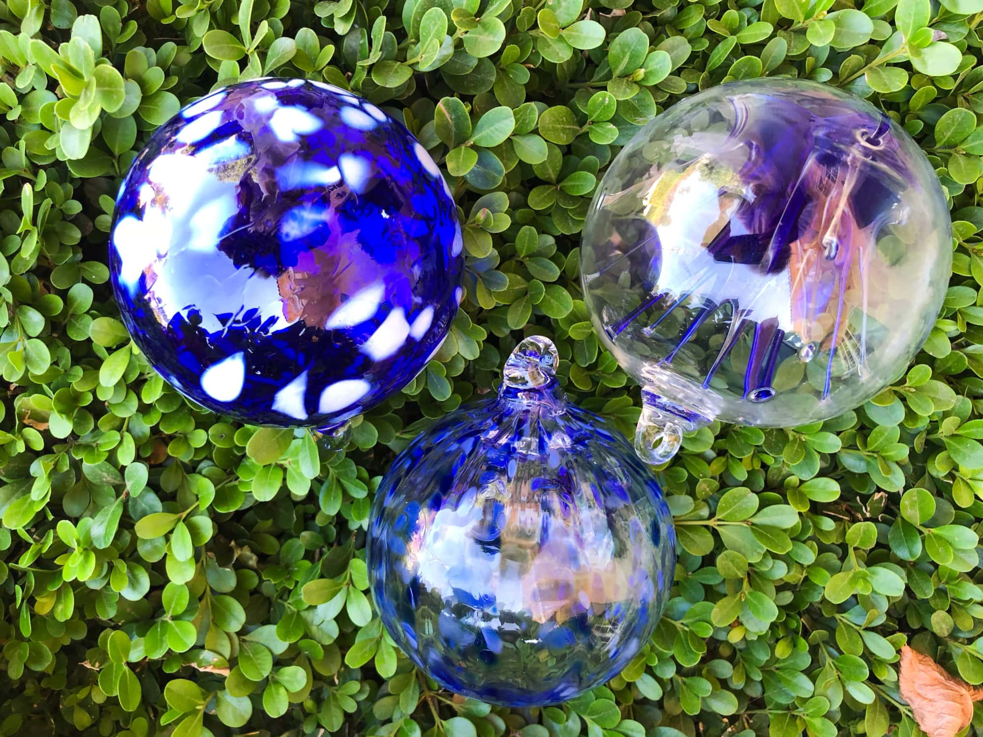 blue glass ornaments