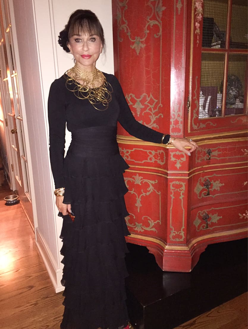 woman in black dress