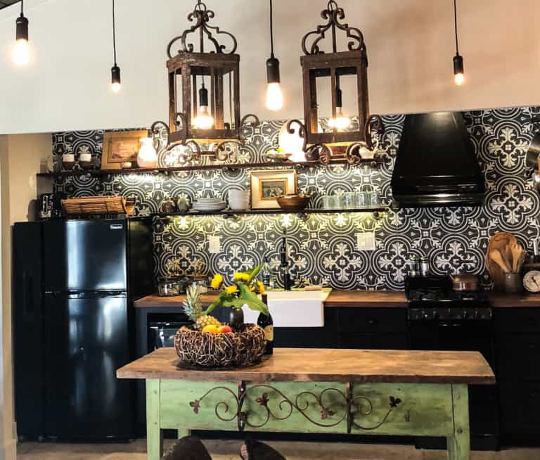 industrial chic airbnb kitchen