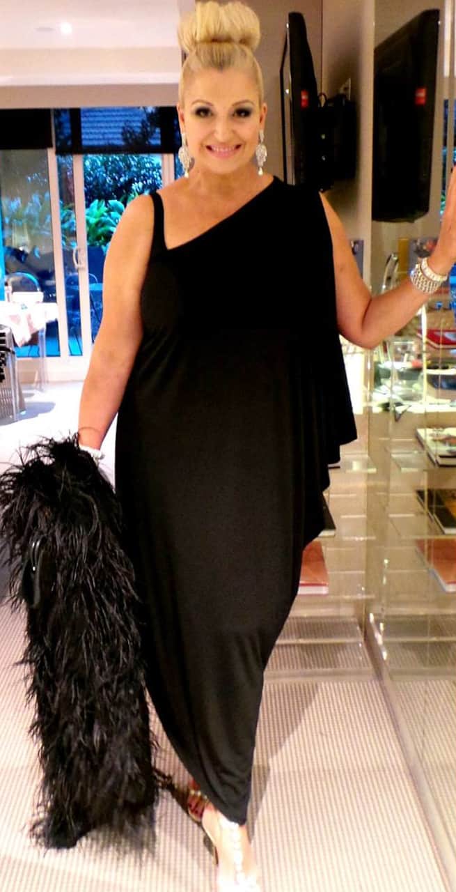 sarah foster in black evening attire