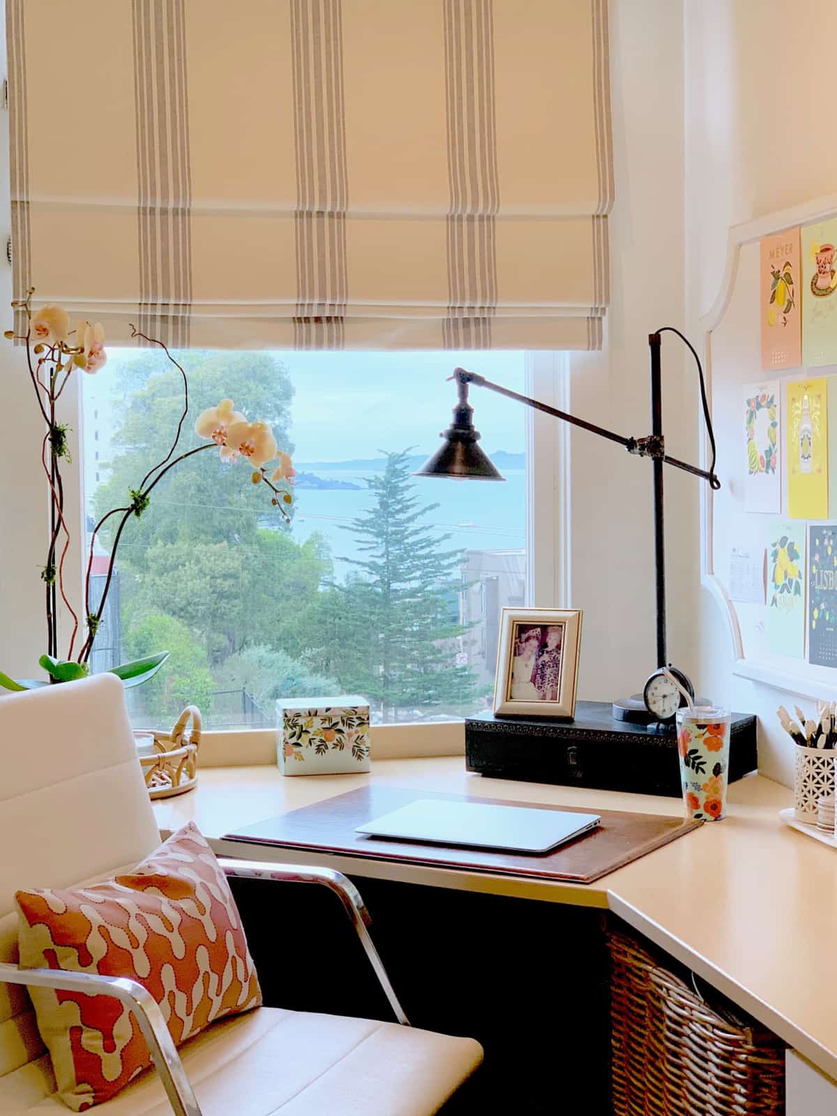 Home Office with Modern White Leather Chair