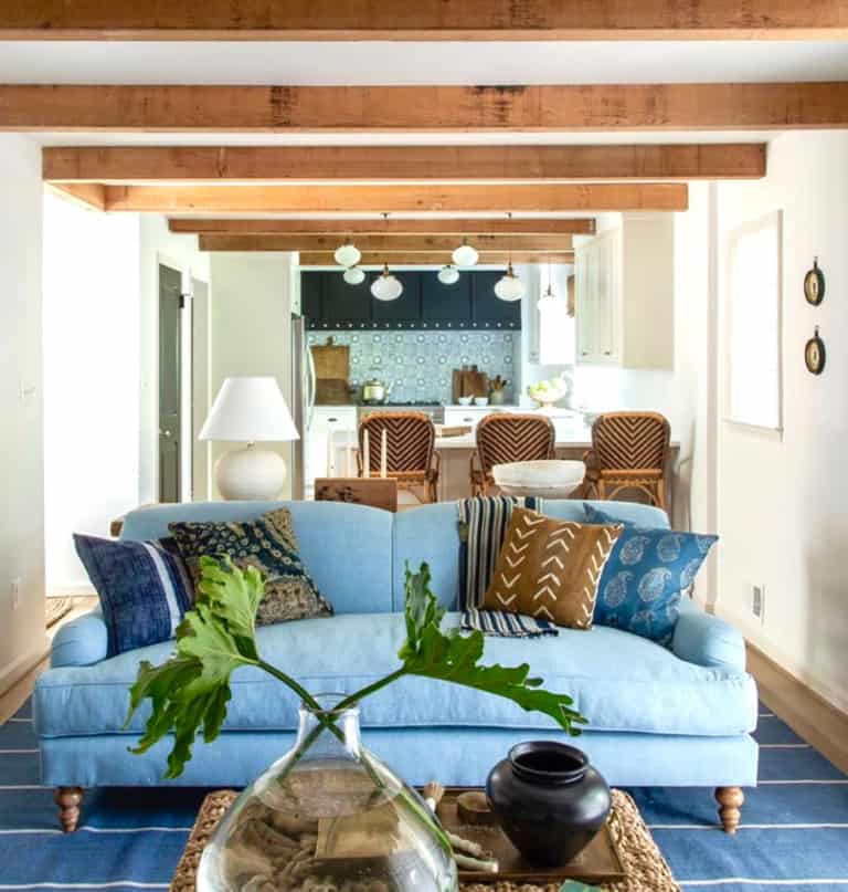 blue and brown living space