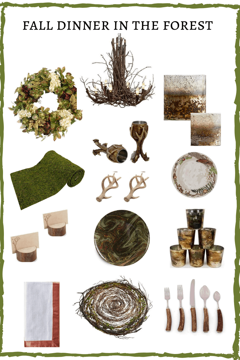 fall dinner in the forest inspiration board
