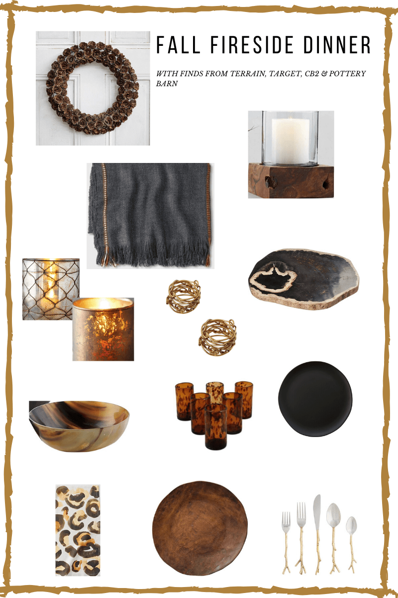 inspiration board for fall fireside dinner