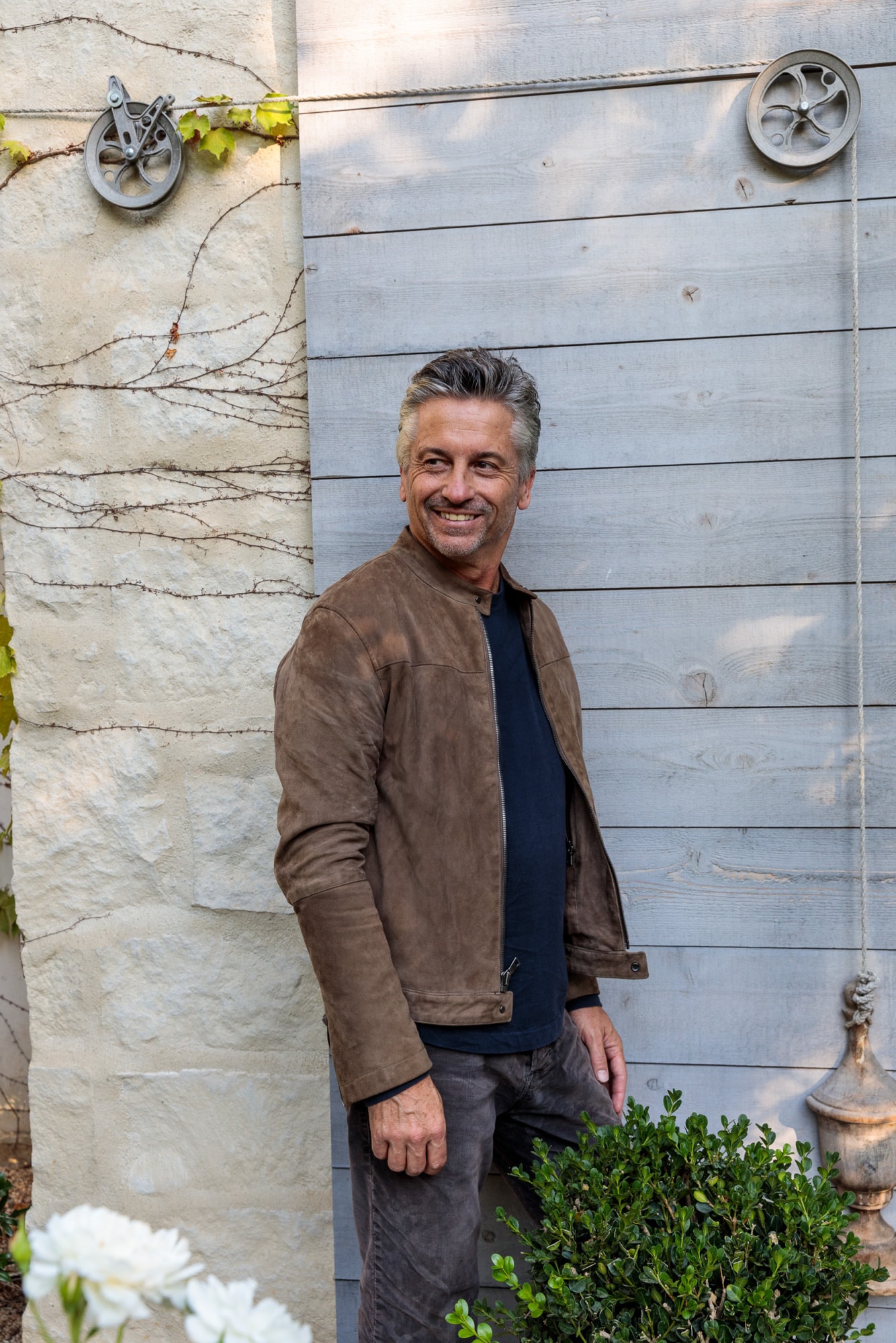steve giannetti in suede moto jacket by Giannetti Home