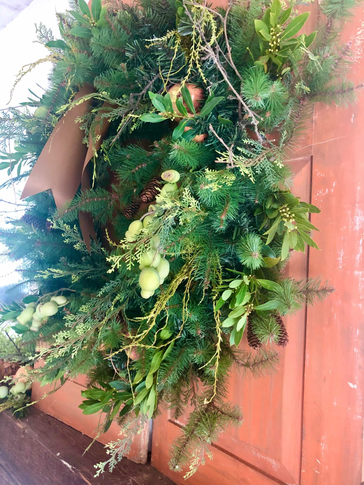 side view of faux wreath