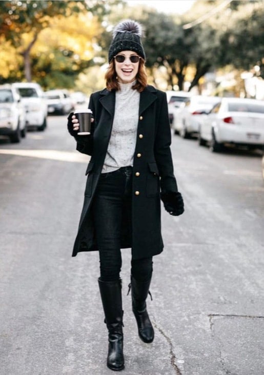 cathy williamson in black gucci coat_