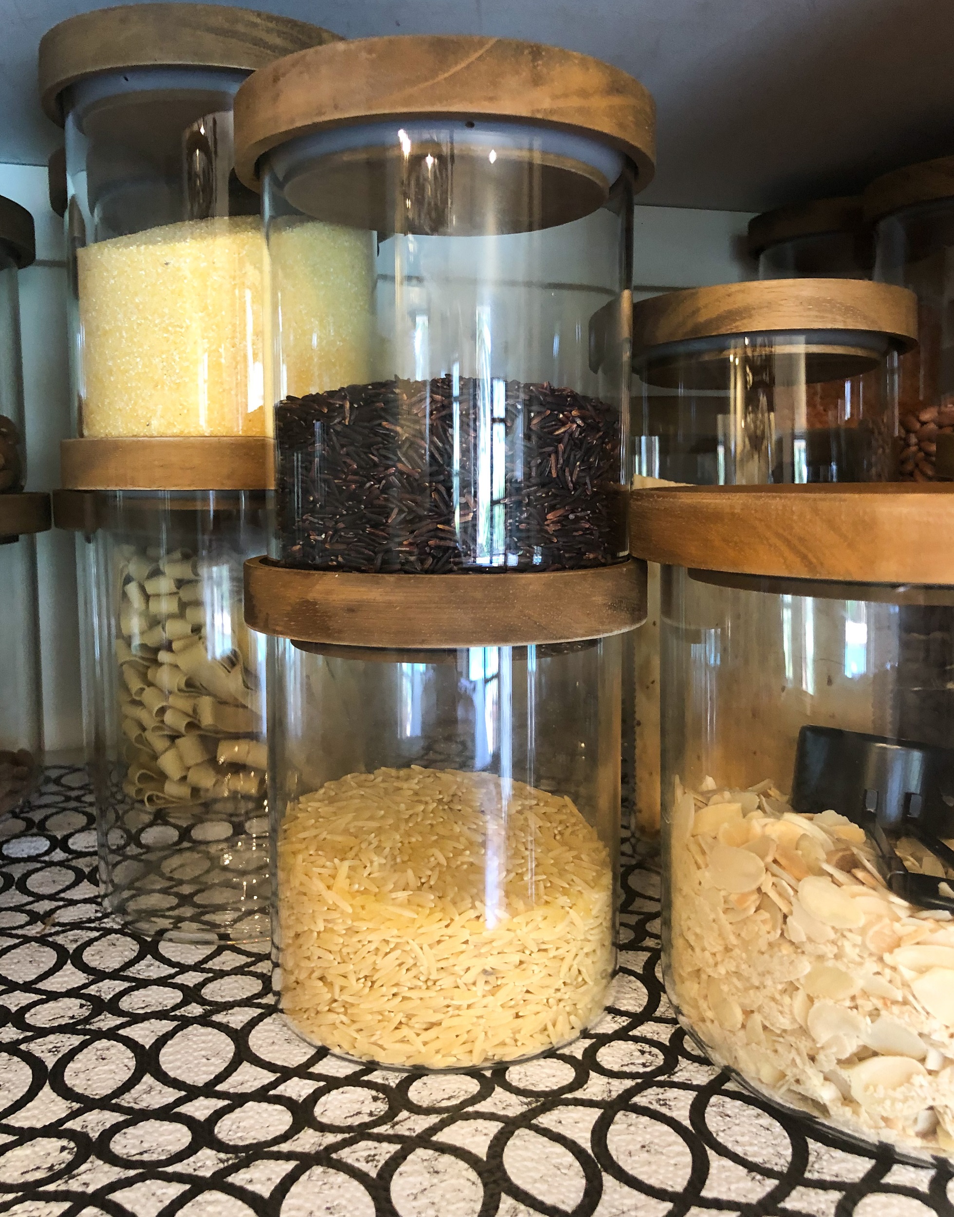 glass containers in pantry
