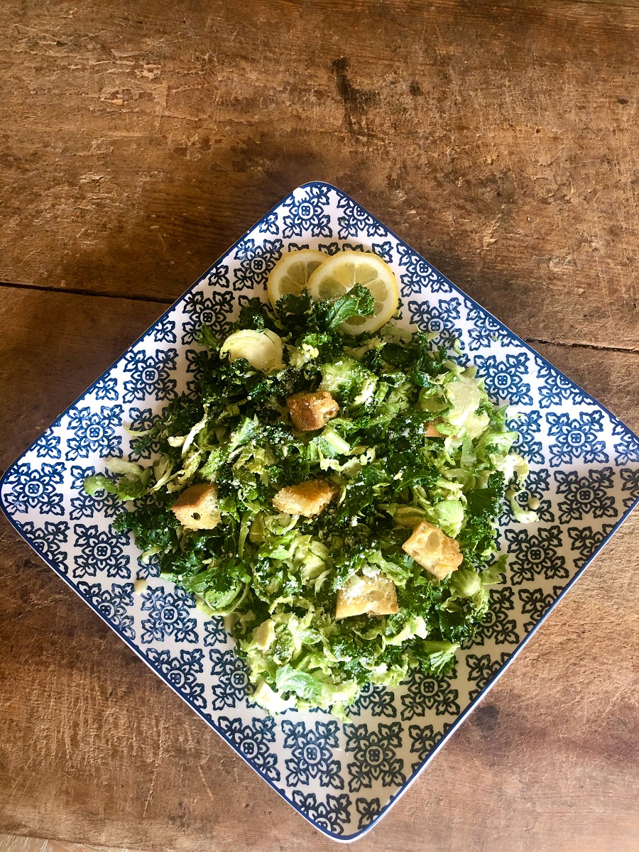 brussel sprout and kale caesar