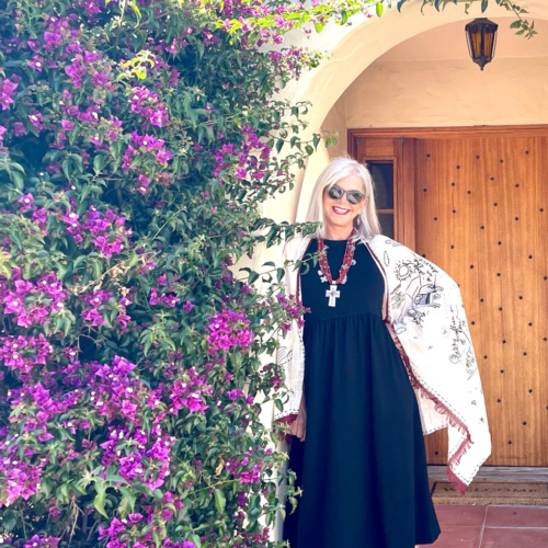 cindy hattersley in Target LBD with anthro shawl