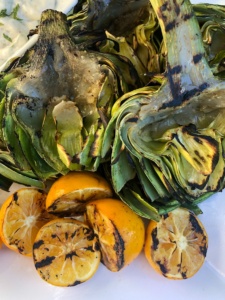 grilled artichokes and lemons