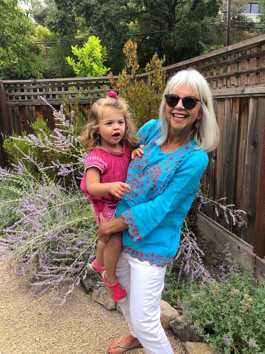 Fashion Blogger Cindy Hattersley in J Crew and Granddaughter Summer in Mer St. Barth