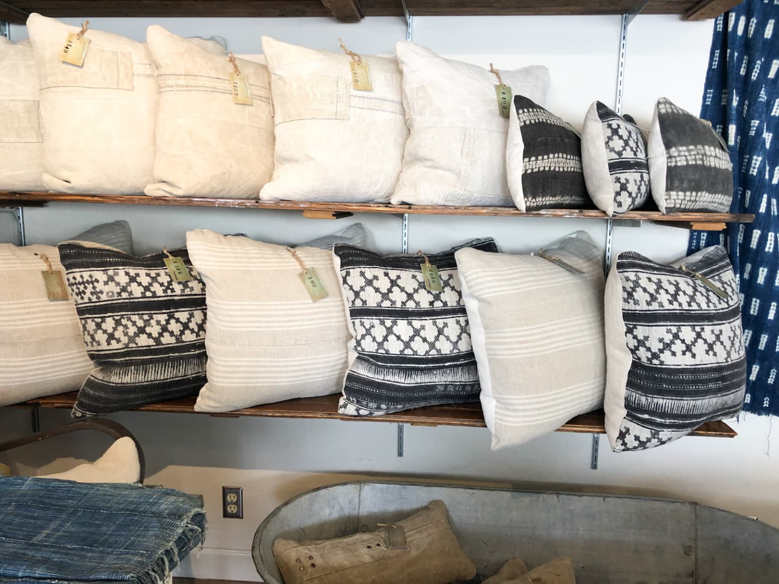 black and white pillows patine