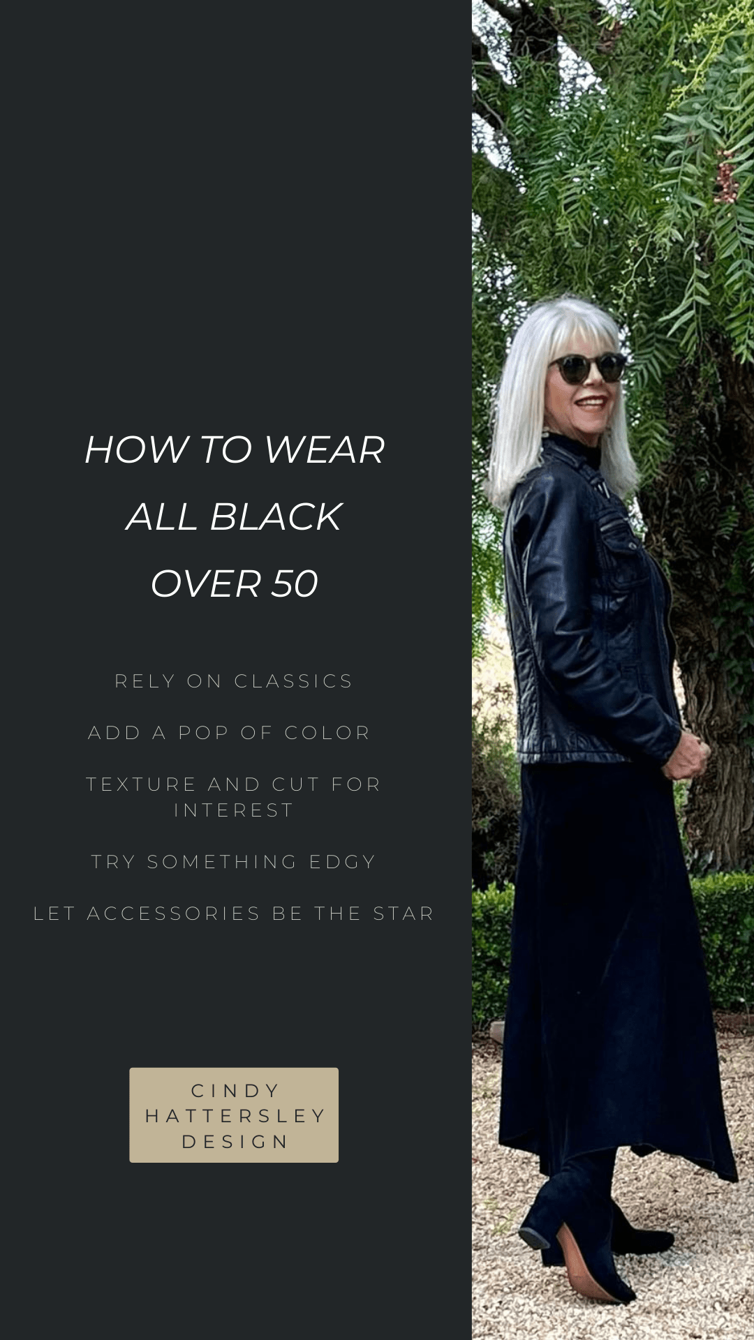 HOW TO WEAR ALL BLACK OVER 50 CINDY HATTERSLEY