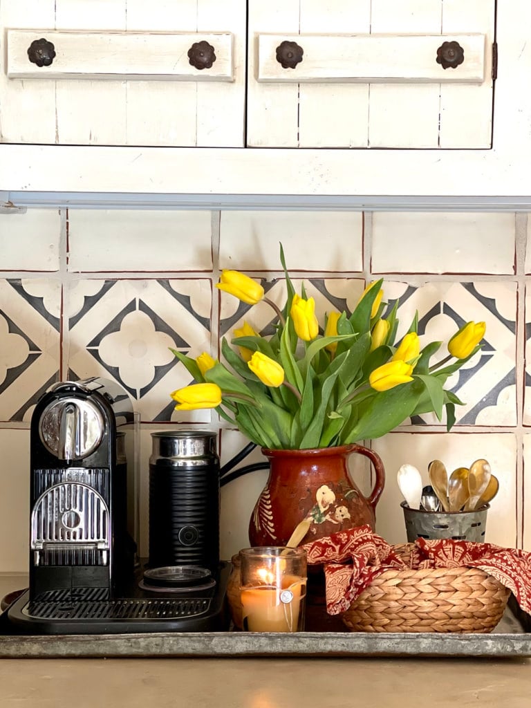 coffee station in cindy hattersley's kitchen