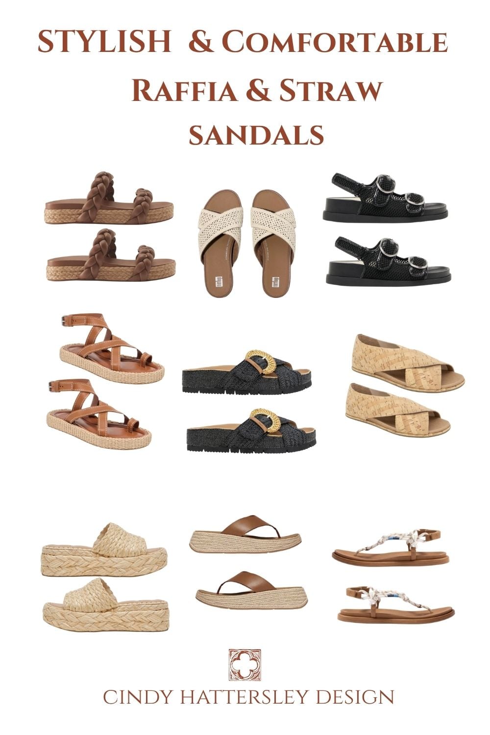 Stylish Comfortable Sandals in Raffia and Straw