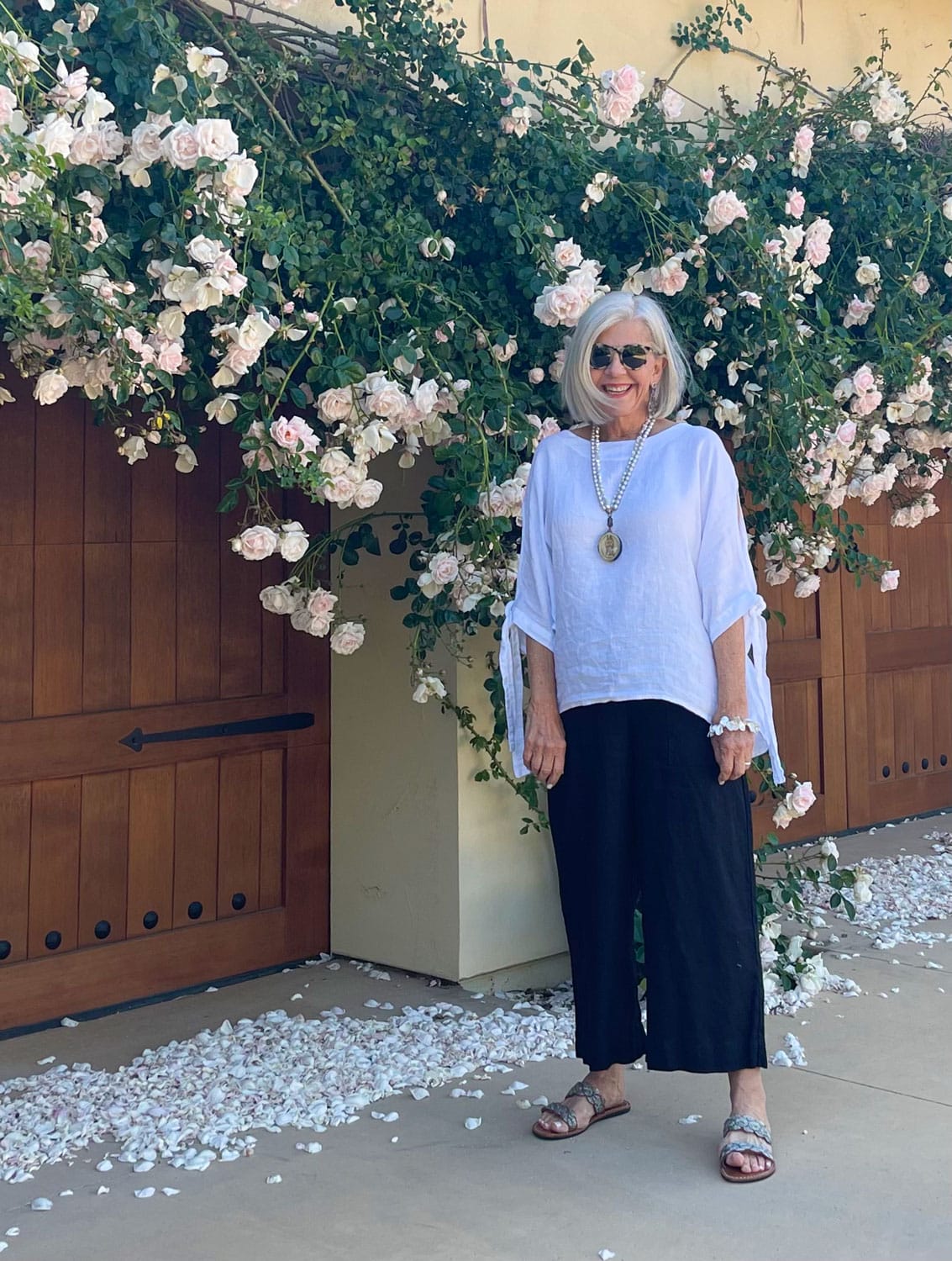 over 50 style blogger Cindy Hattersley in black and white