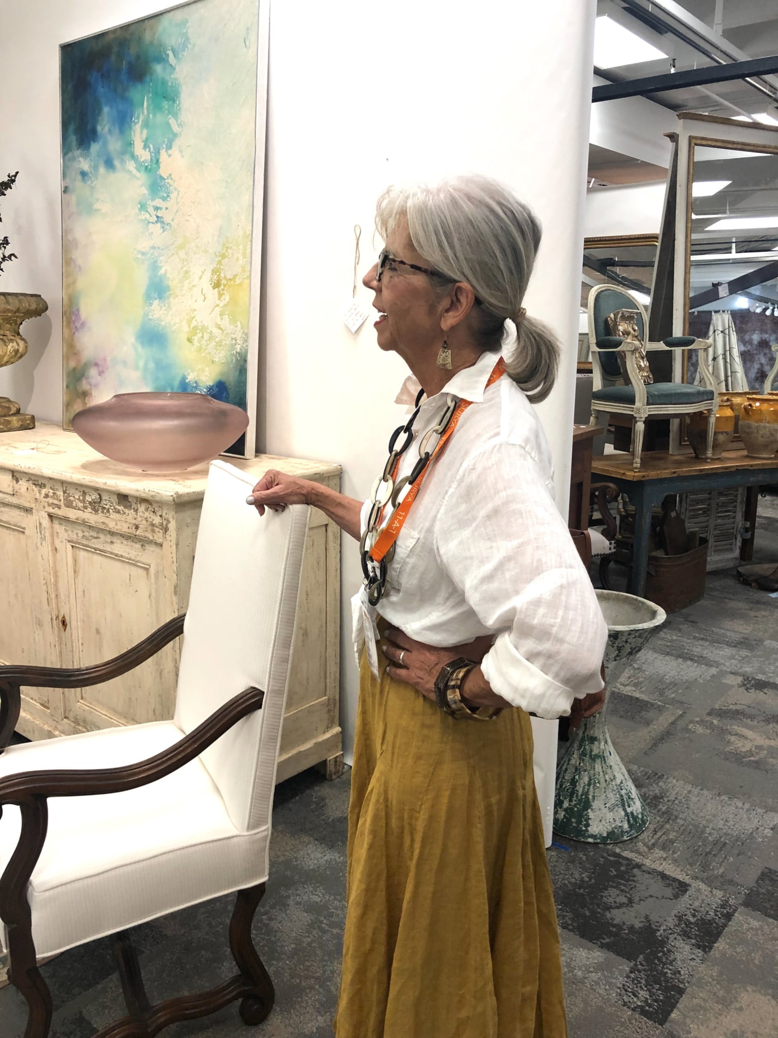 CINDY HATTERSLEY IN CP SHADES lily skirt and bone chain necklace