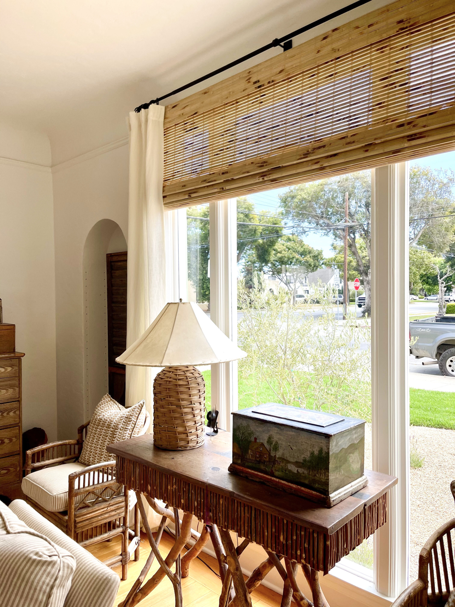 cindy hattersley's fixer living room console table area