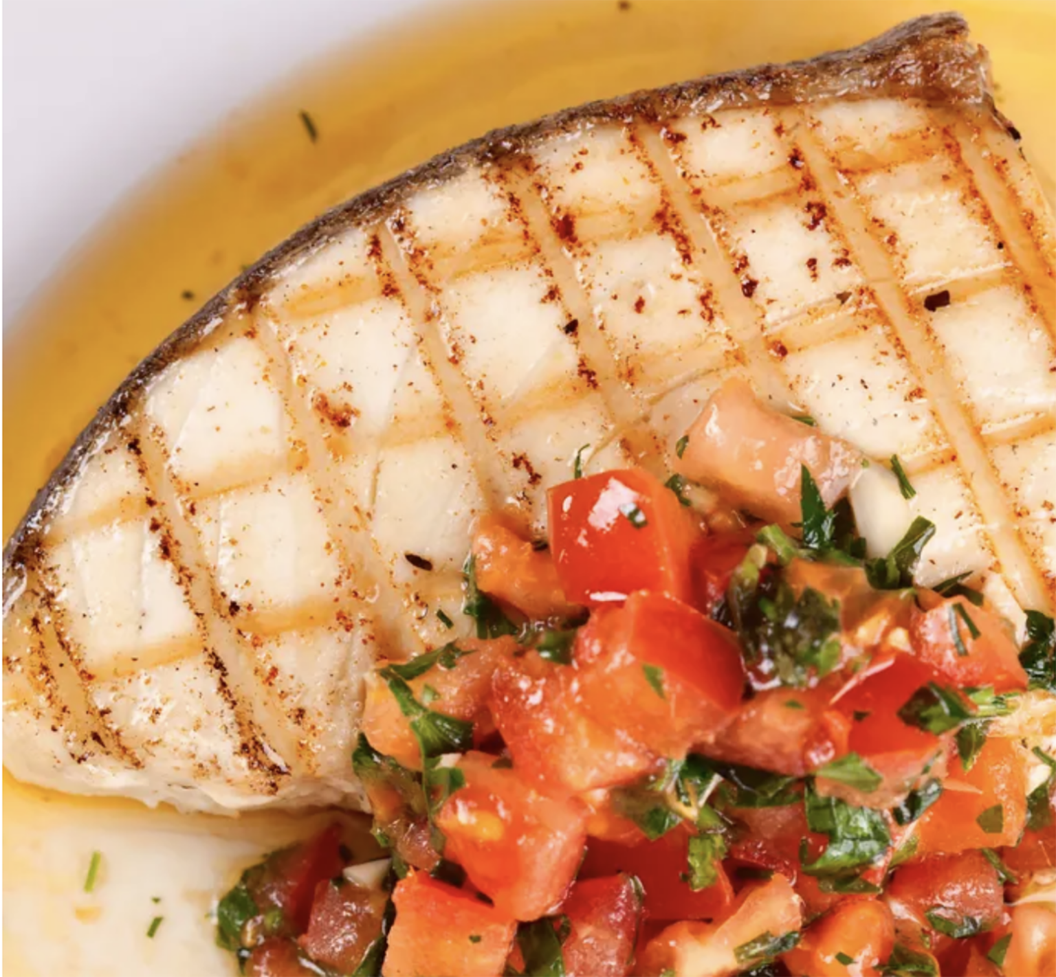 grilled halibut with lemon basil viniagrette