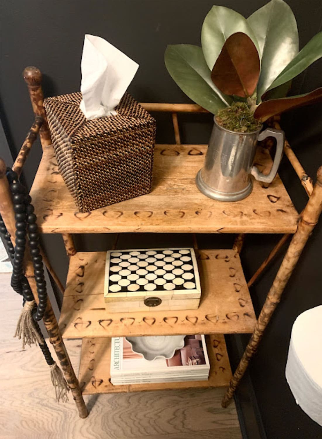 sherry-hart-etagere in powder room reveal