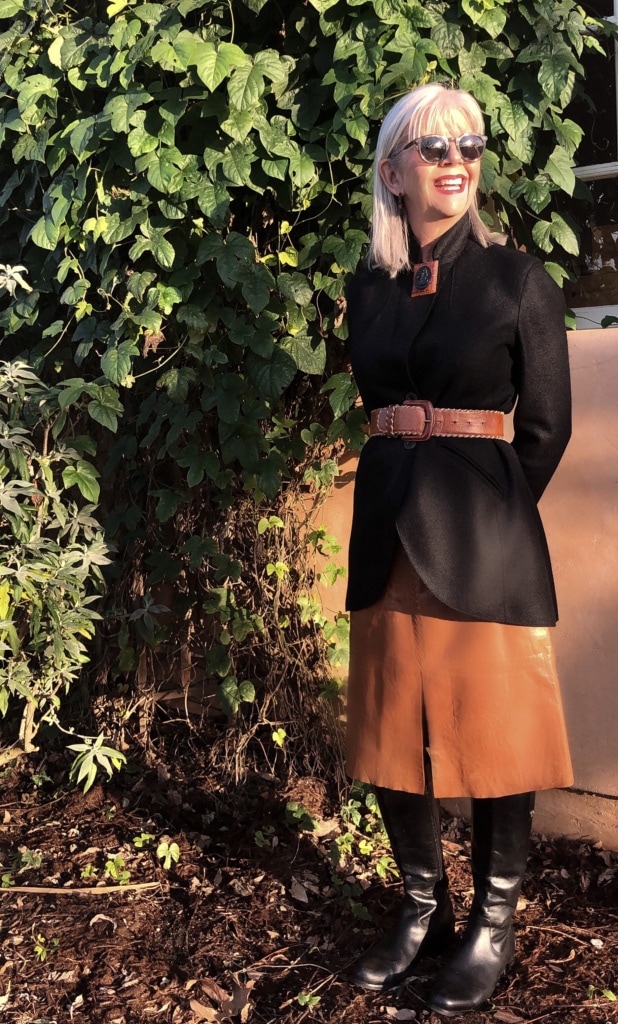 cindy-hattersley-in-peruvian-connection-blazer-and-leather-skirt-