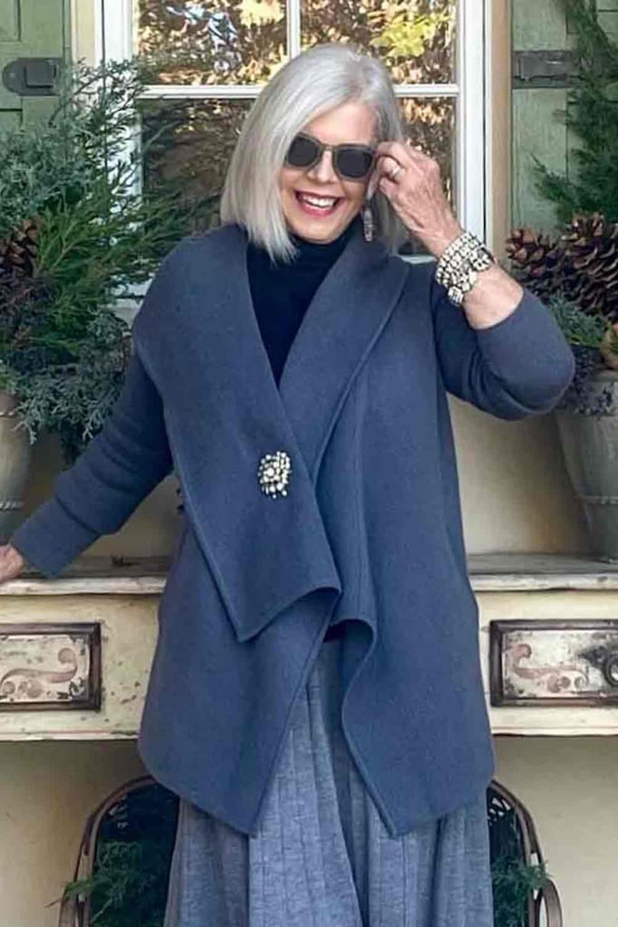 margaret oleary cardigan with a vintage rhinestone pin