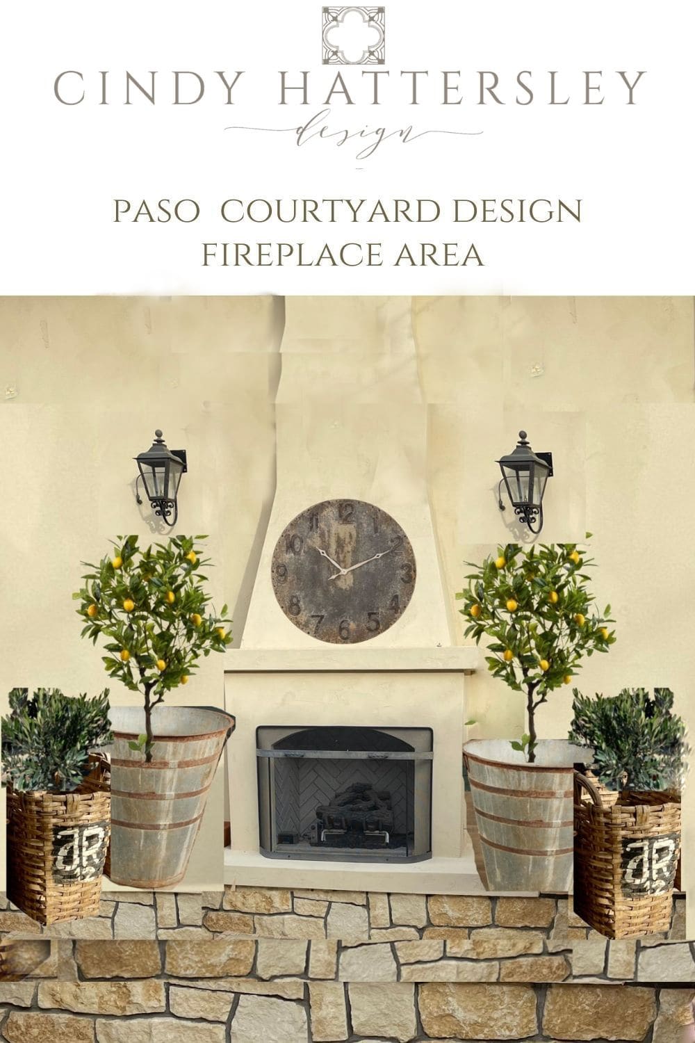 paso courtyard design fireplace area cindy hattersley design