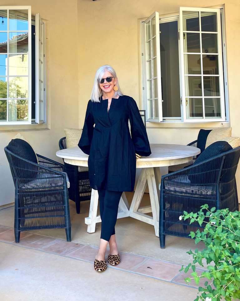 over 50 style blogger Cindy Hattersley in BR Embroidered Tunic