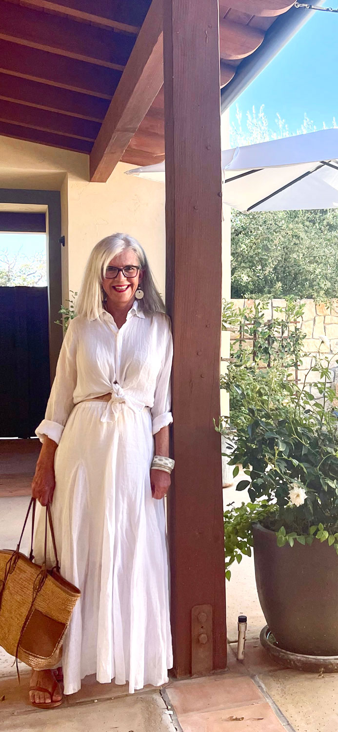 over 50 style blogger cindy hattersley in Cp shades all white