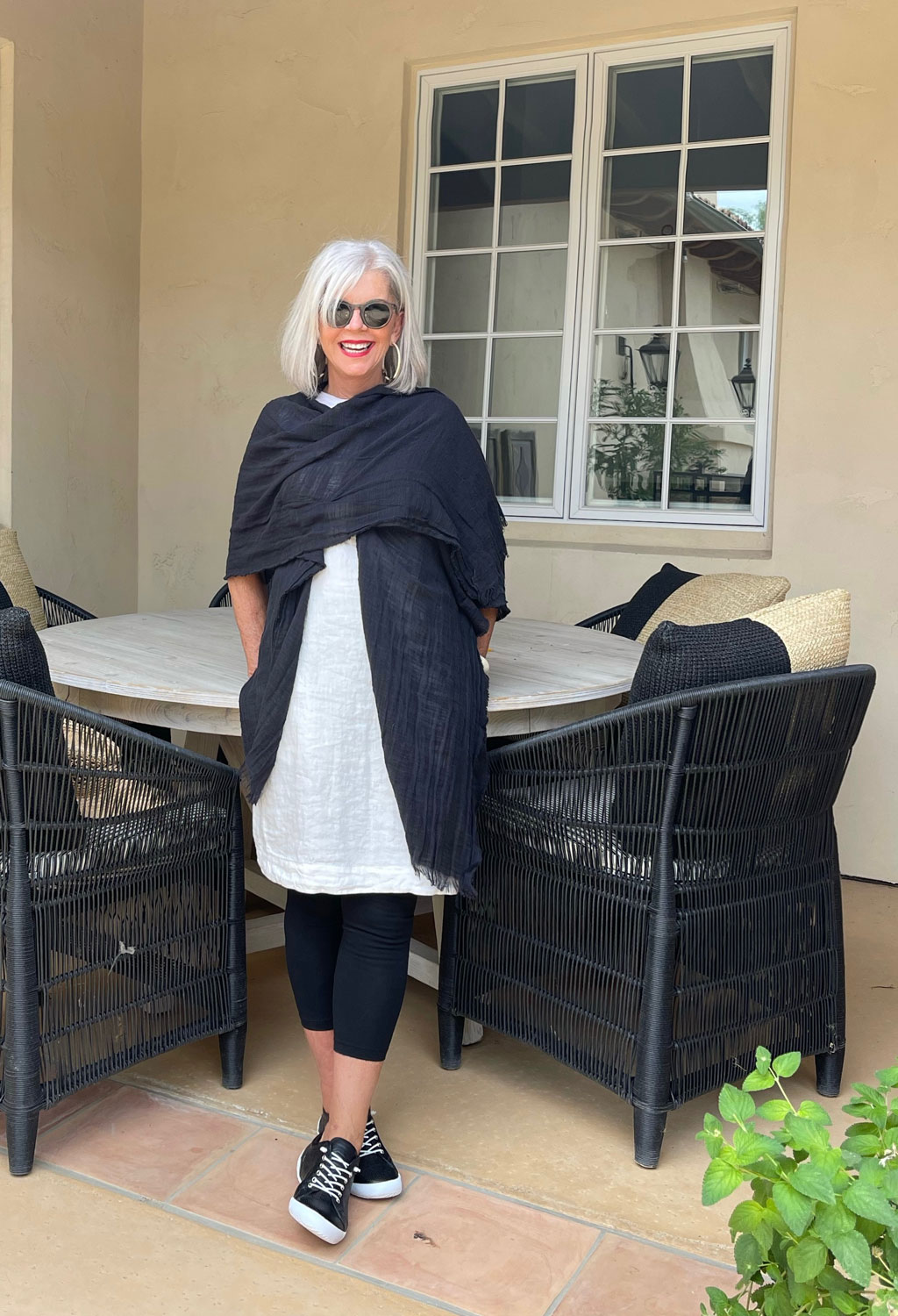 over 50 style blogger cindy hattersley in black and white