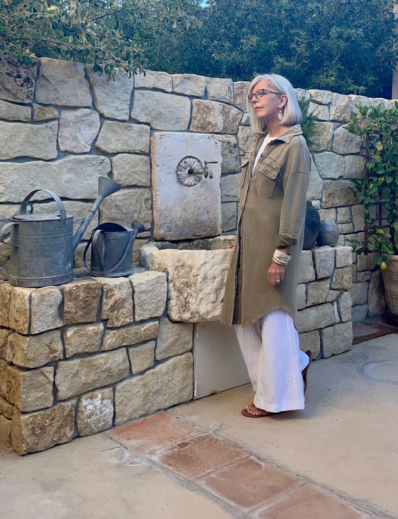 cindy hattersley in anthro coat and cp shades jen pant
