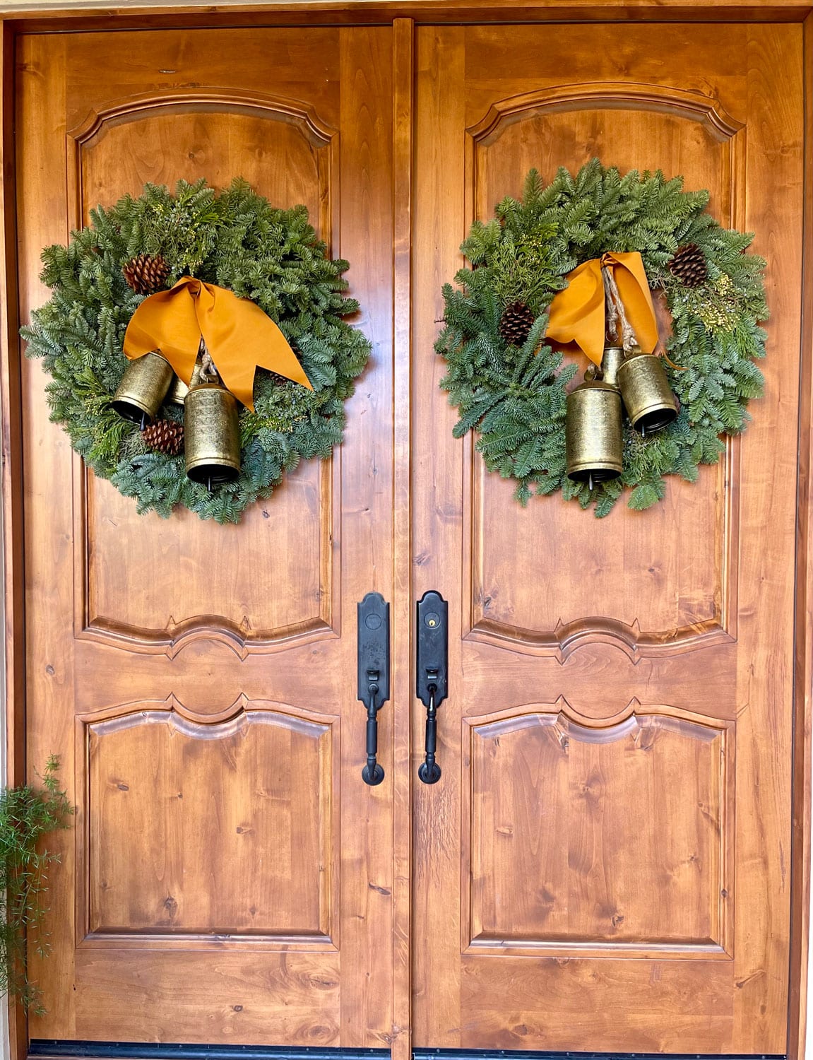 Cindy Hattersley's front doors decorated for Christmas