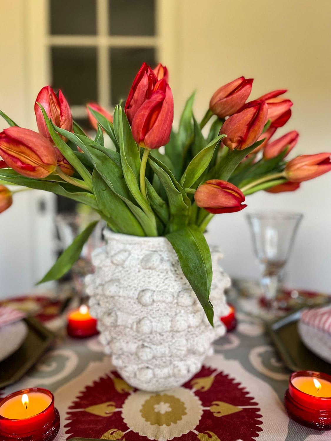 ANTHRO VASE WITH TULIPS