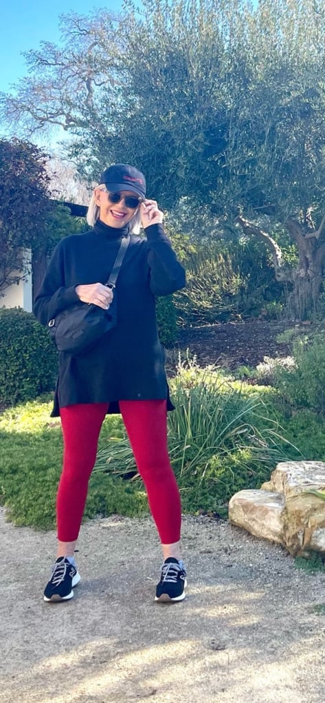 Cindy Hattersley in Athleta Red Leggings and Sling