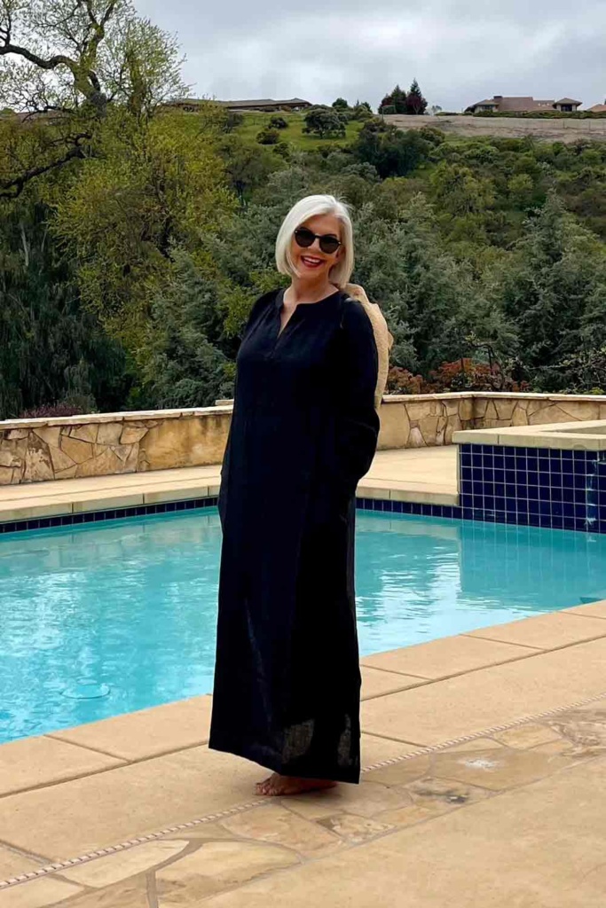 J Crew black linen maxi dress