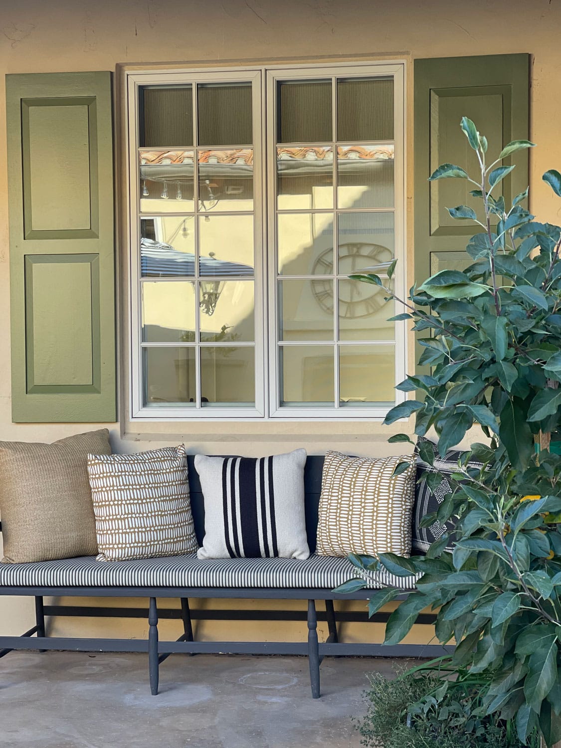 bench in cindy hattersley's courtyard