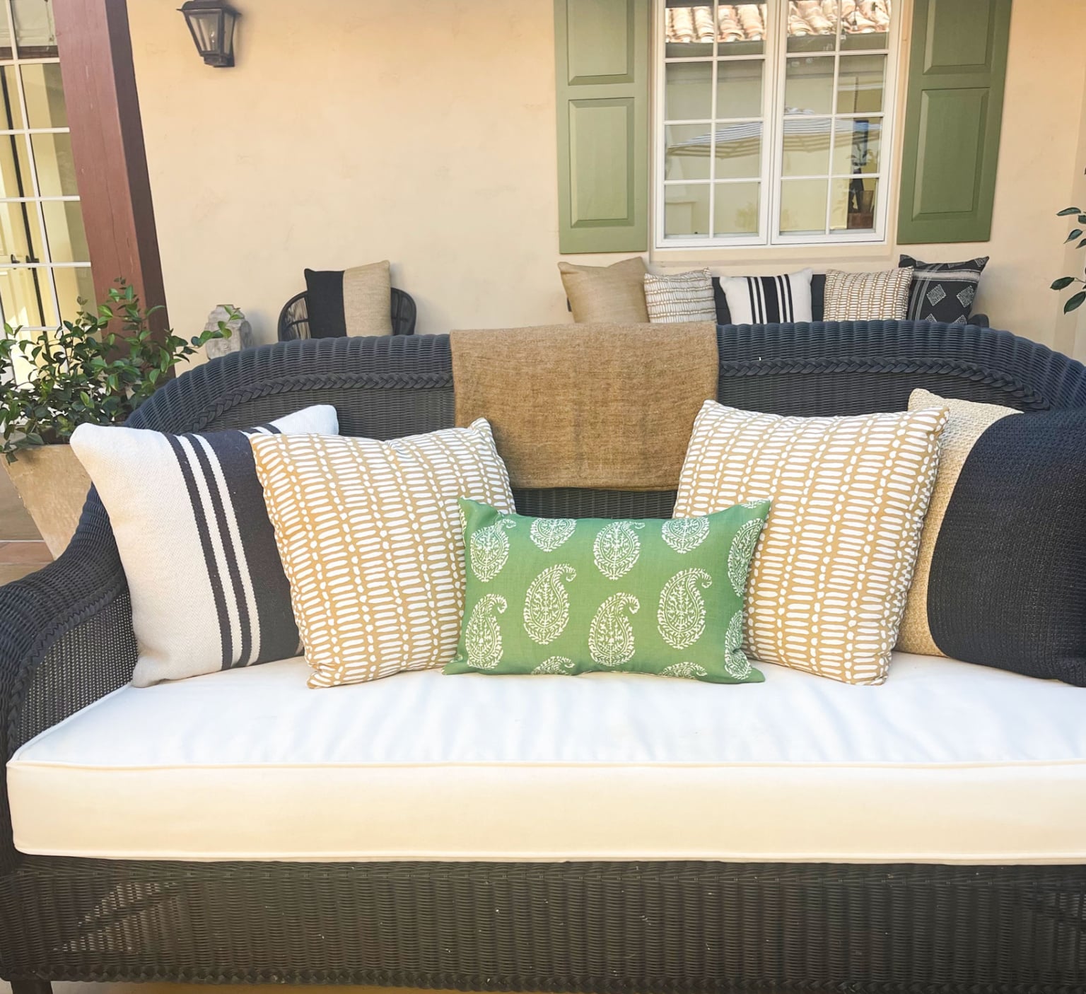 Pottery Barn Outdoor Sofa with Outdoor Pillows