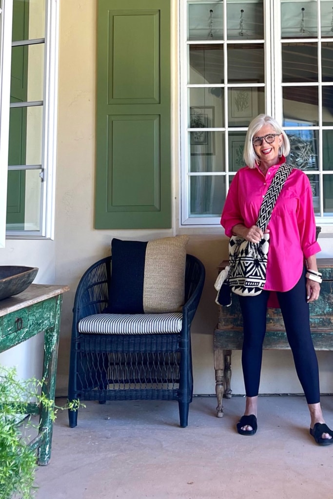 cindy hattersley in anthro shirt and leggings