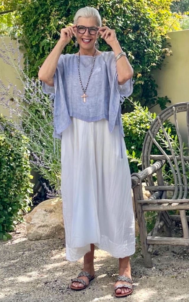 hannoh wessel dress , eileen fisher poncho