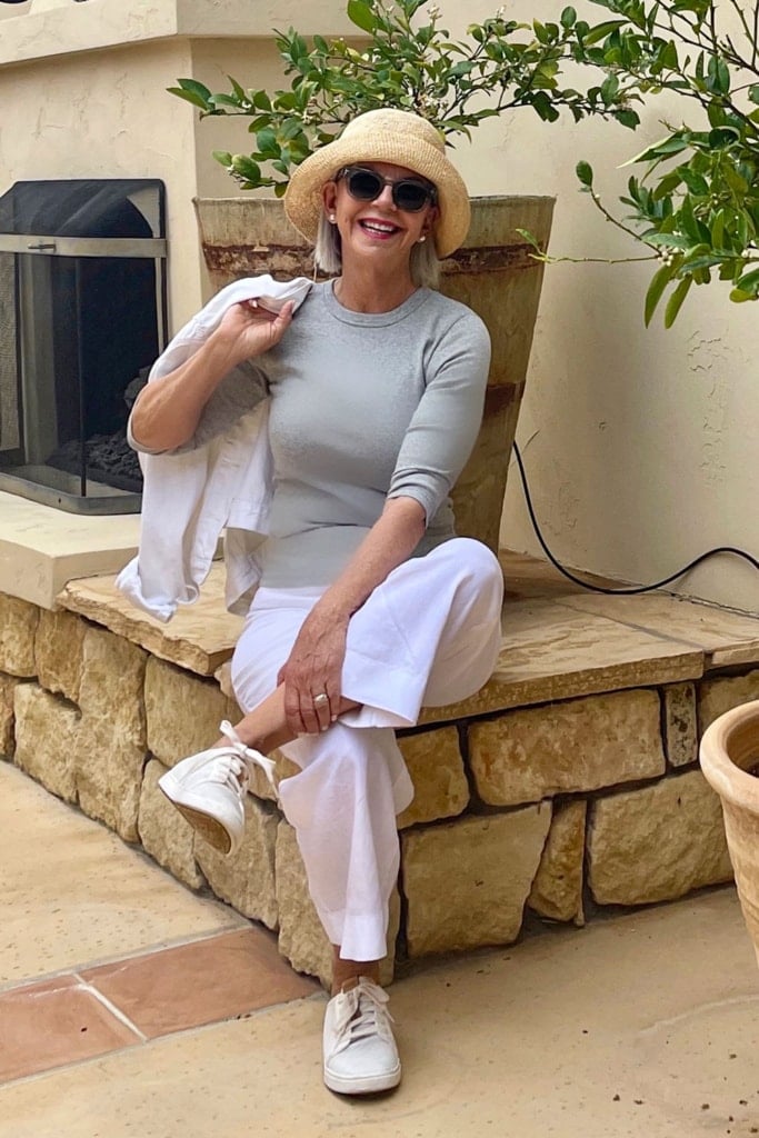 michael stars gray tee j jill linen pants