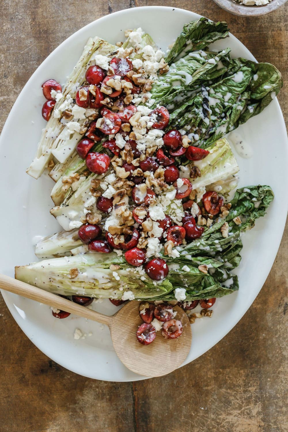 grilled-romaine-salad-with-cherries-camille-styles