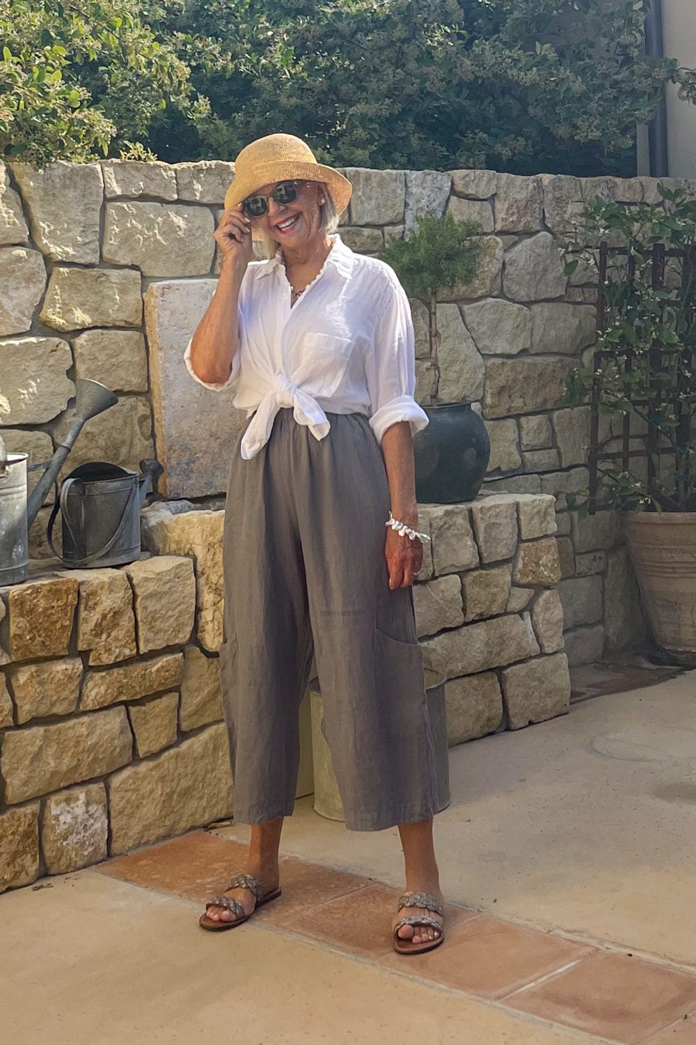 cindy hattrsley in bryn walker pants and cp shades jack shirt