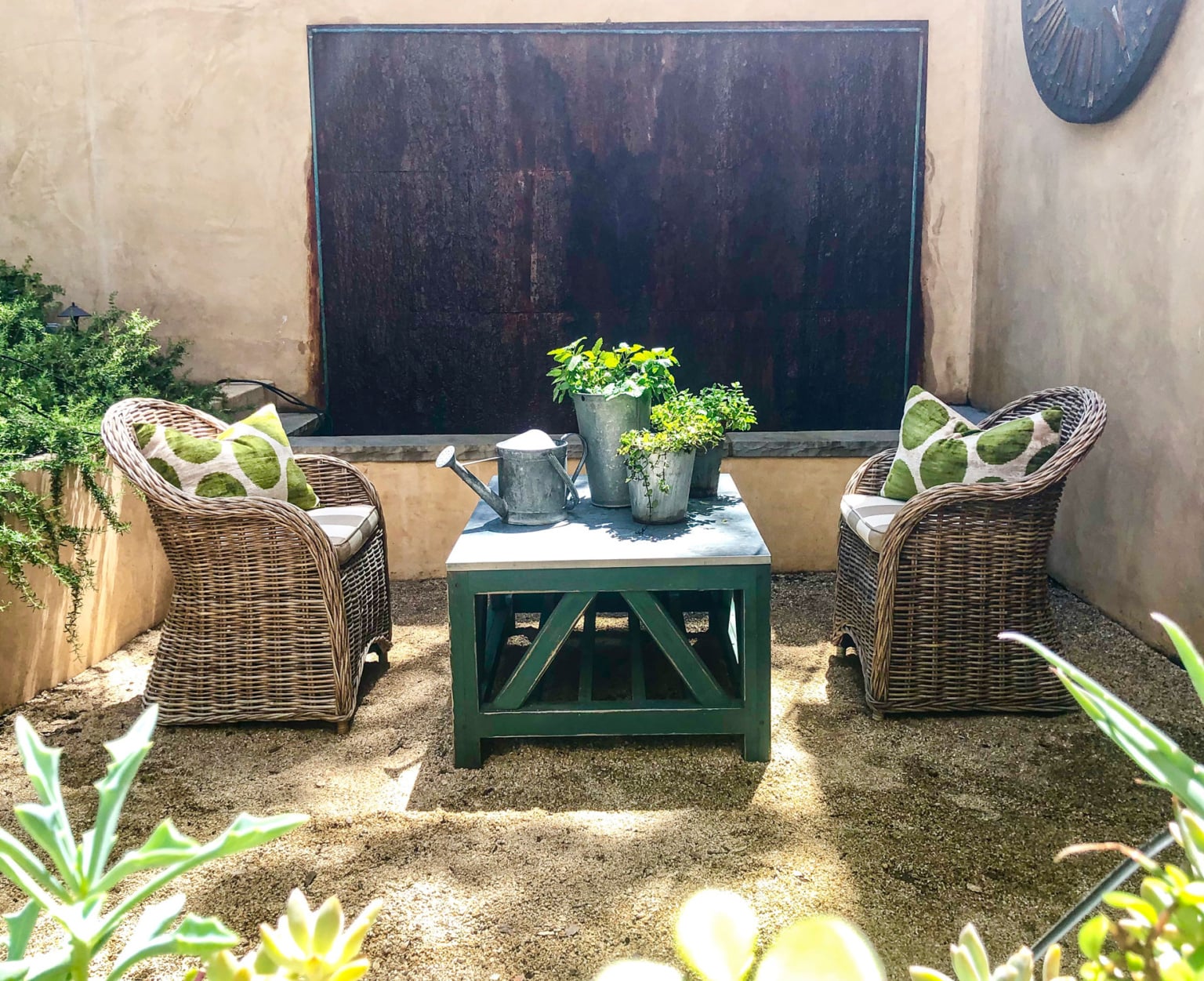 cindy hattersley's lake house fountain area | How to Maximize Space and Bring Life to a Small Garden