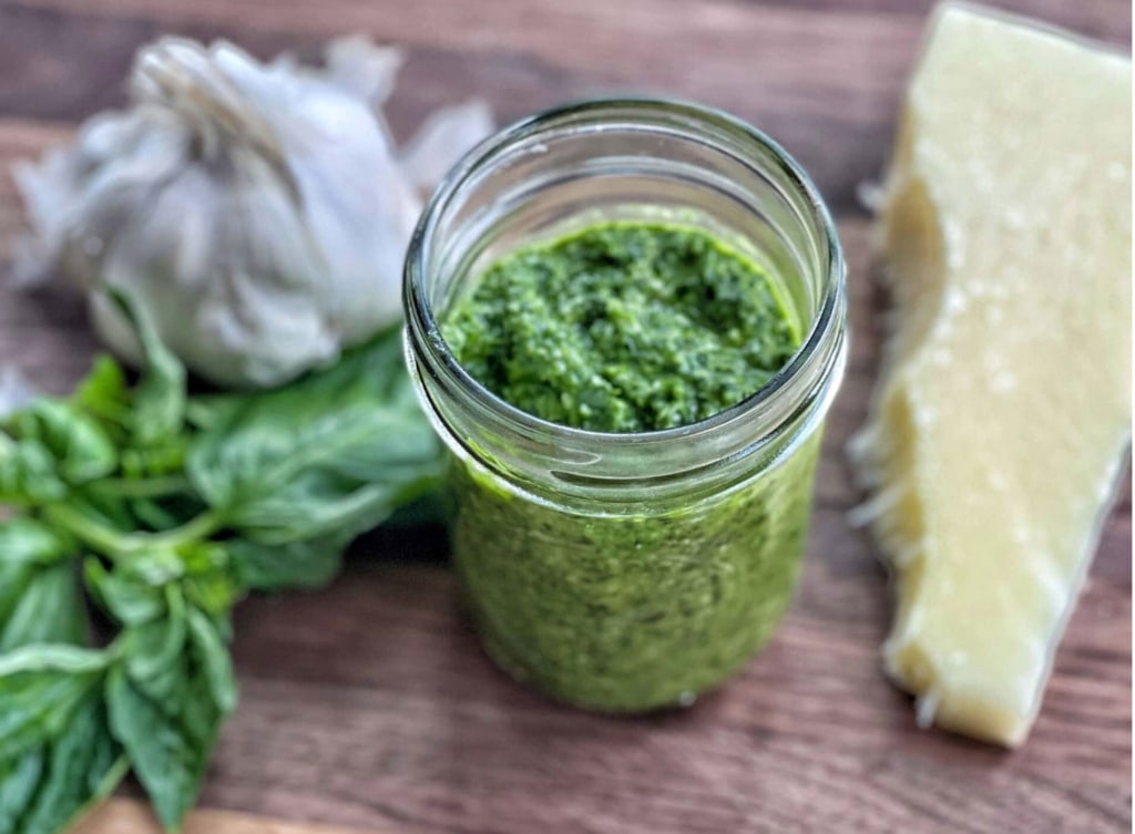 Skinny Pesto from Sweet Savory and Steph