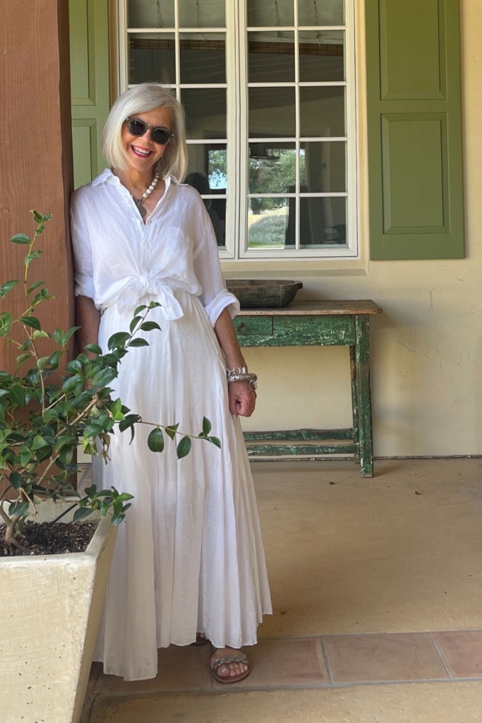 cp shades lily skirt and Jack shirt tied at the waist