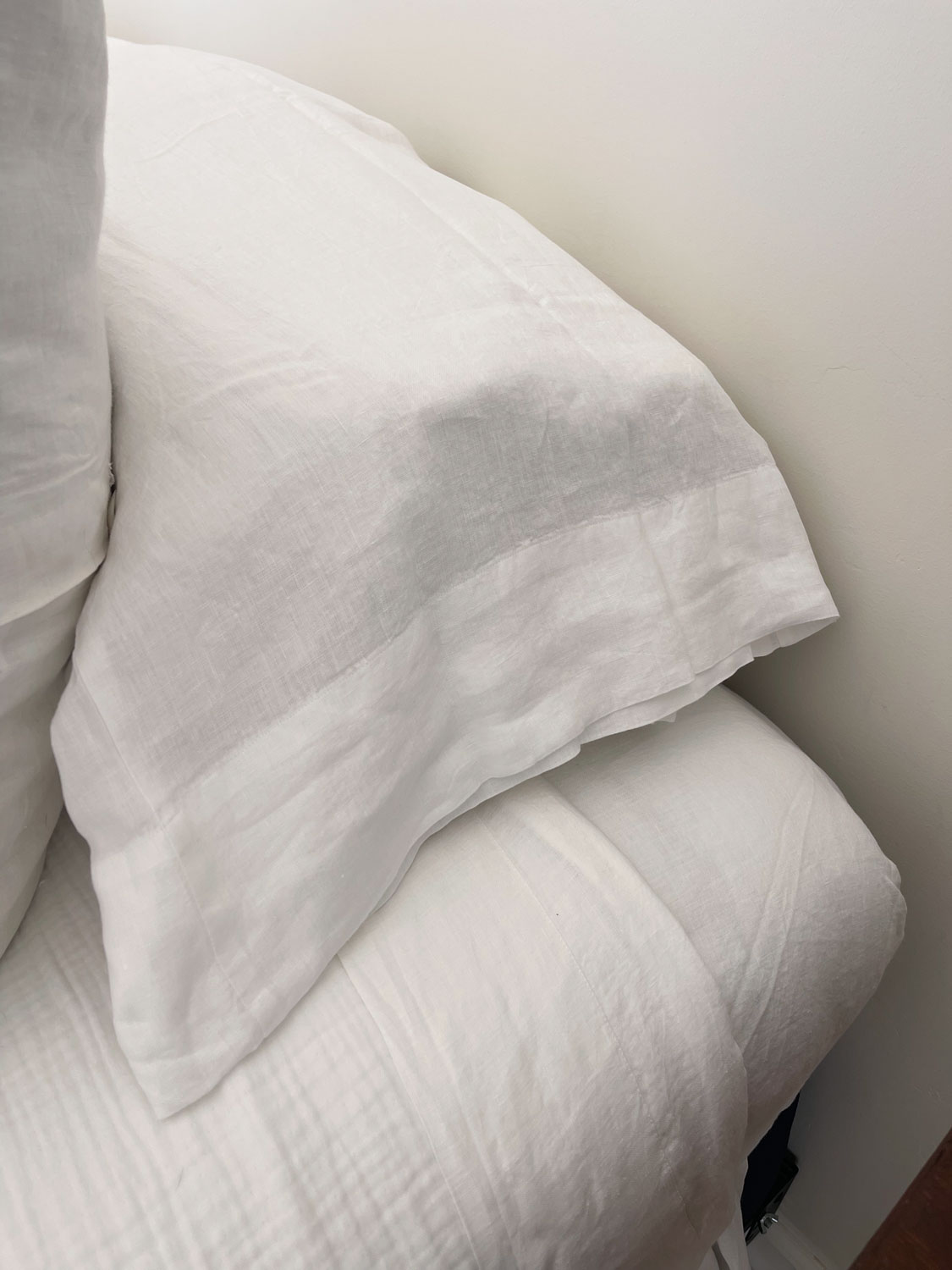 quince linen sheets and gauze blanket