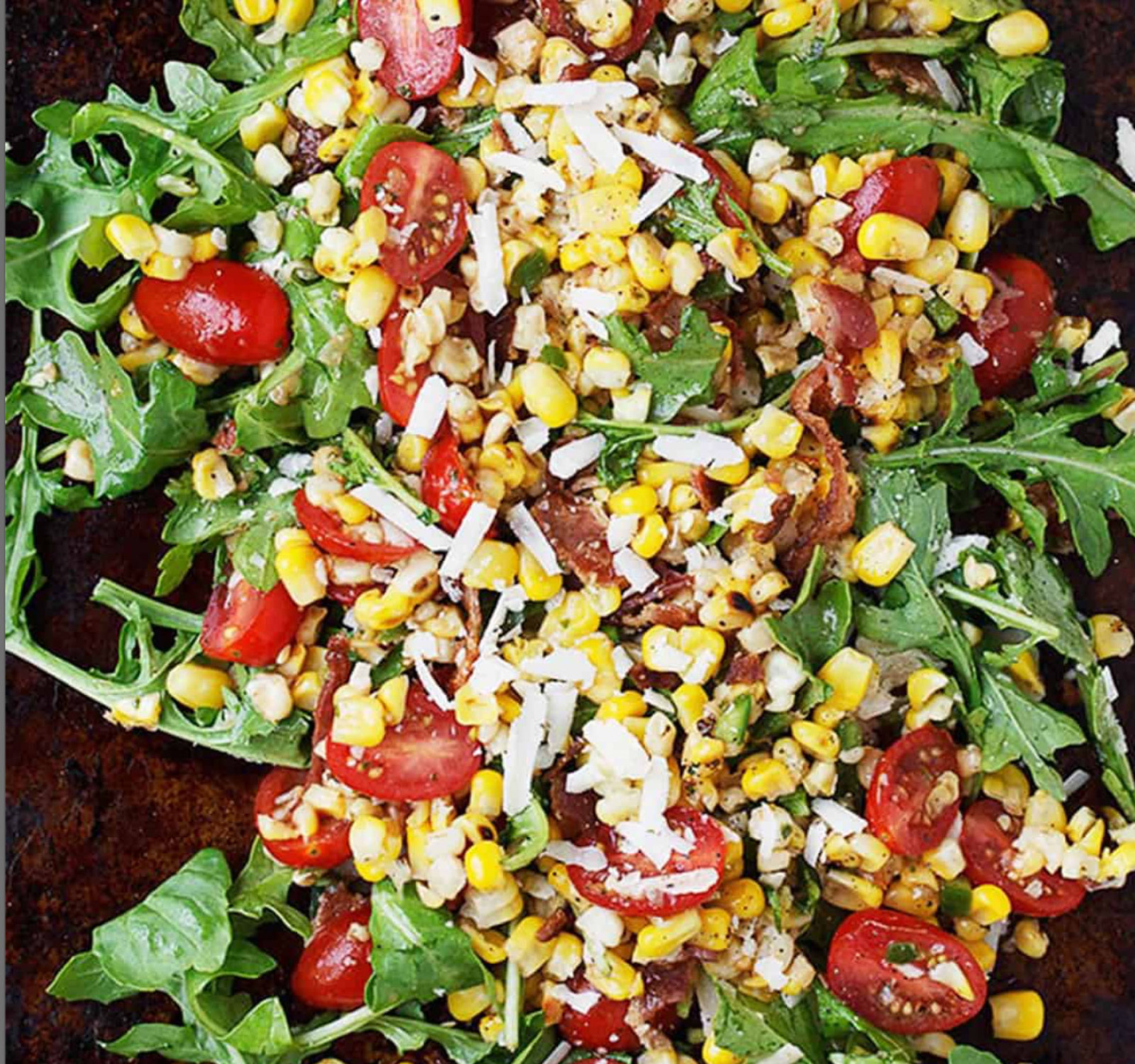 Arugula Corn Tomato Salad from Seasons and Suppers