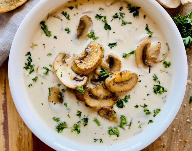 Healthy mushroom soup from Aubrey's Kitchen